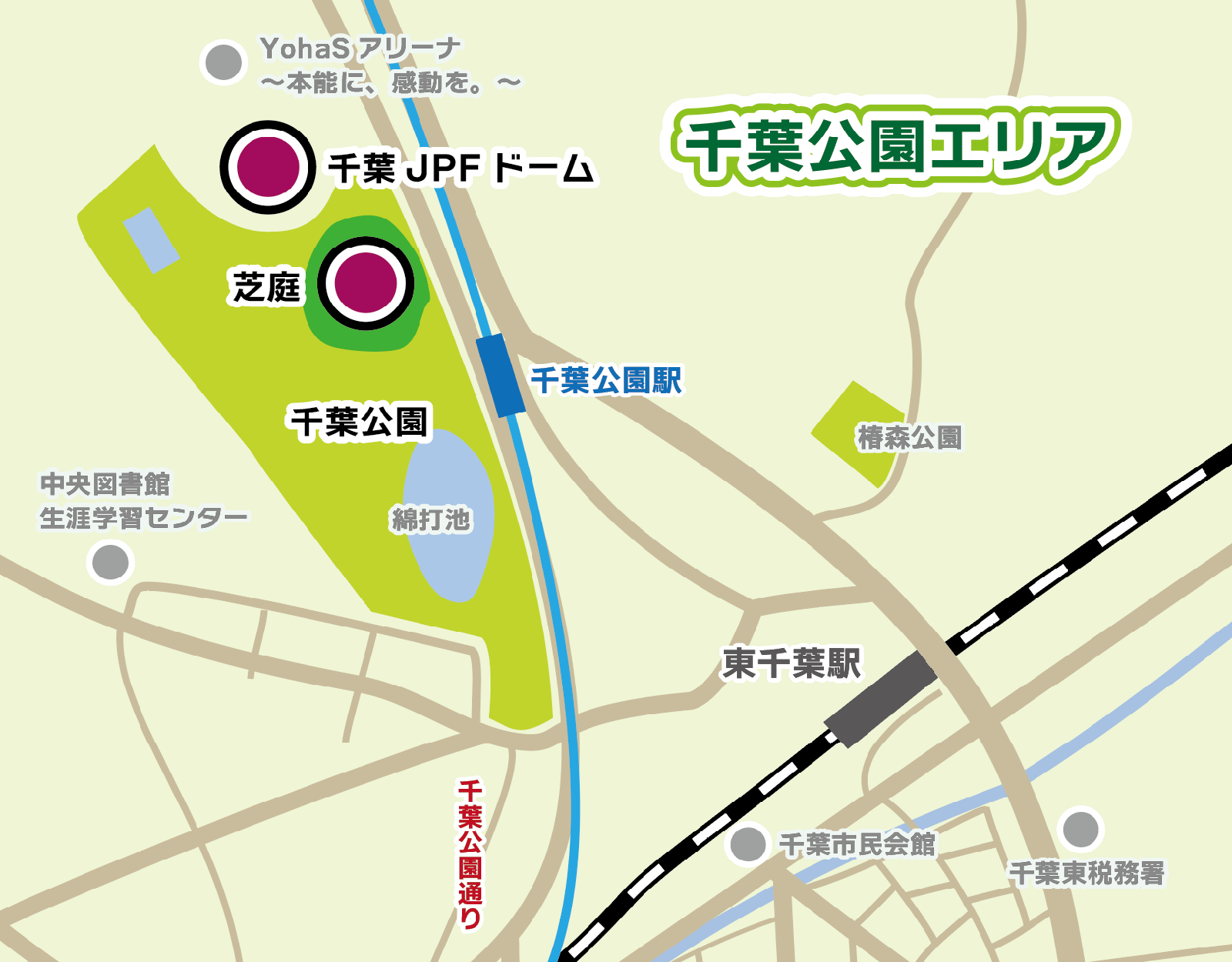 千葉公園エリアのマップ